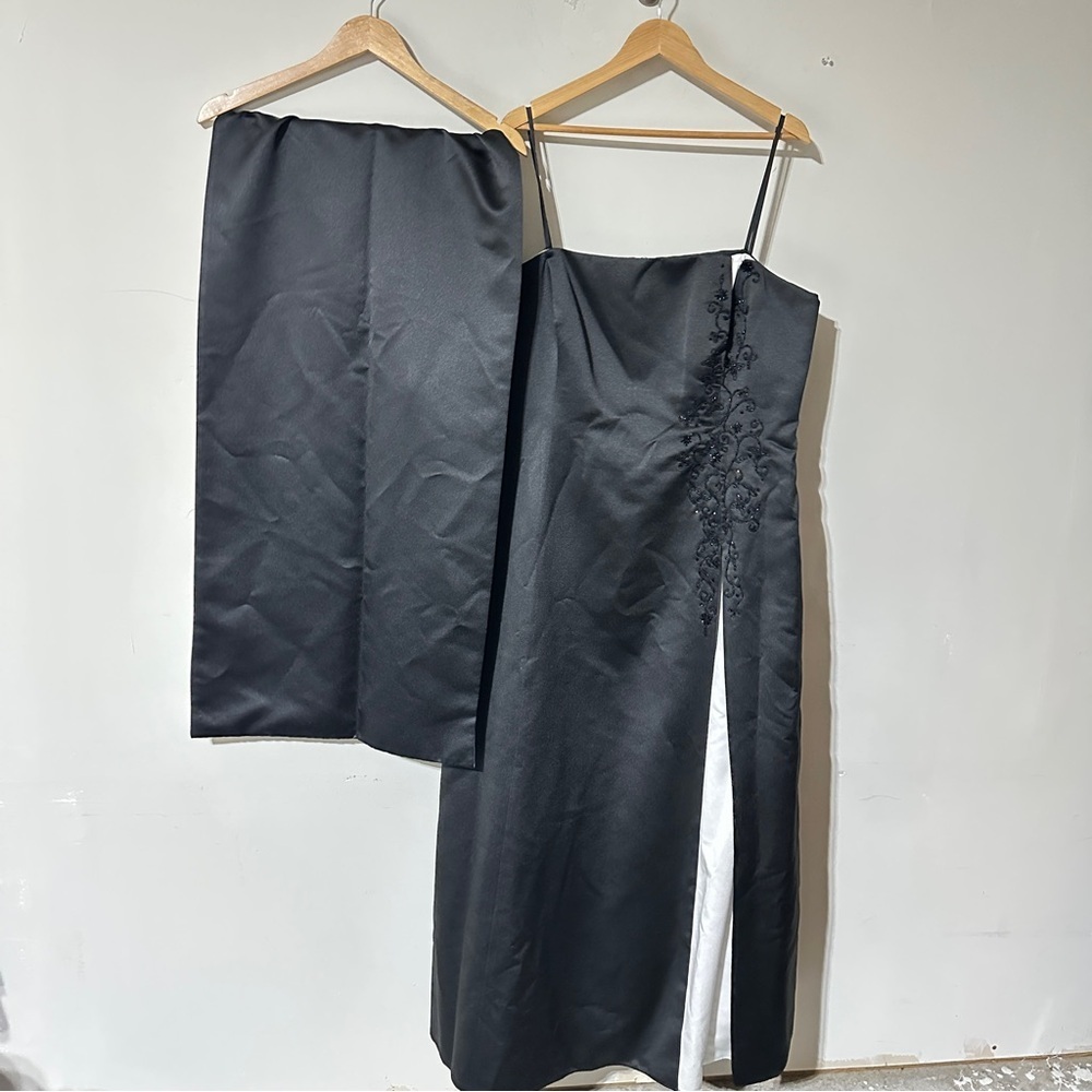 👉, Michaelangelo Black Formal Gown with Shawl – Size 20